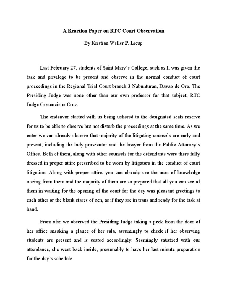 Insights from RTC Court Observation | PDF | Witness | Perjury