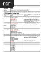 Fields To Fill-In To List A Product: Template Introduction Sheet List