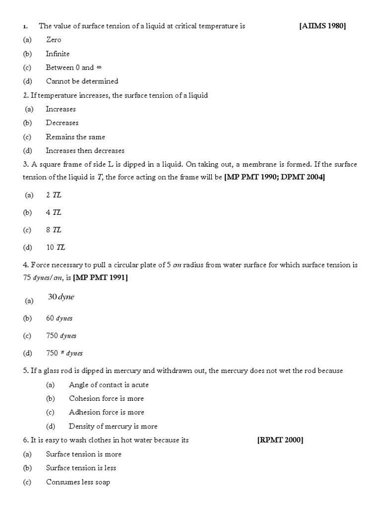 The Value of Surface Tension of A Liquid at Critical Temperature Is