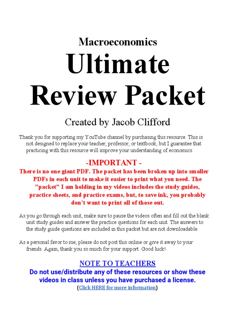 Ultimate Review Packet Macroeconomics PDF Policy Fiscal