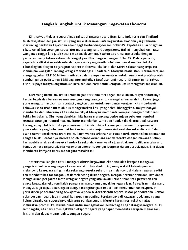 Langkah Langkah Untuk Menangani Kegawatan Ekonomi Pdf