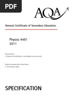 AQA UK GCSE Physics Specification 2011