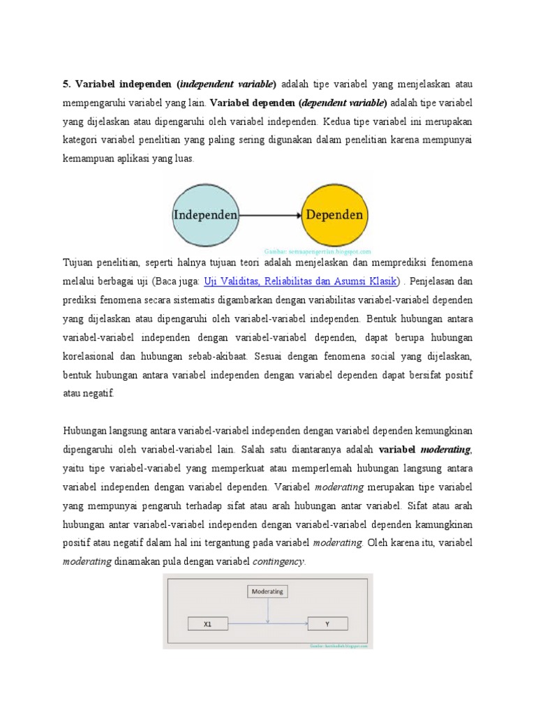 Variabel Independen dan Dependen dalam Penelitian | PDF