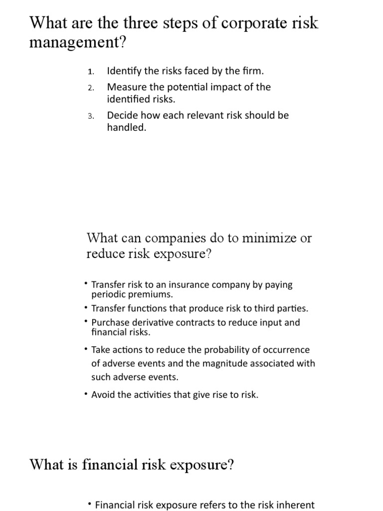 Corporate Risk Management Steps Explained | PDF | Business | Finance ...