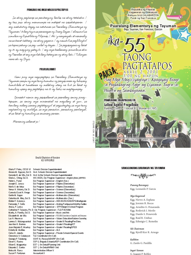 Graduation Program 2011 Tayuman ES | PDF