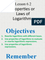 Properties or Laws of Logarithms: Lesson 6.2