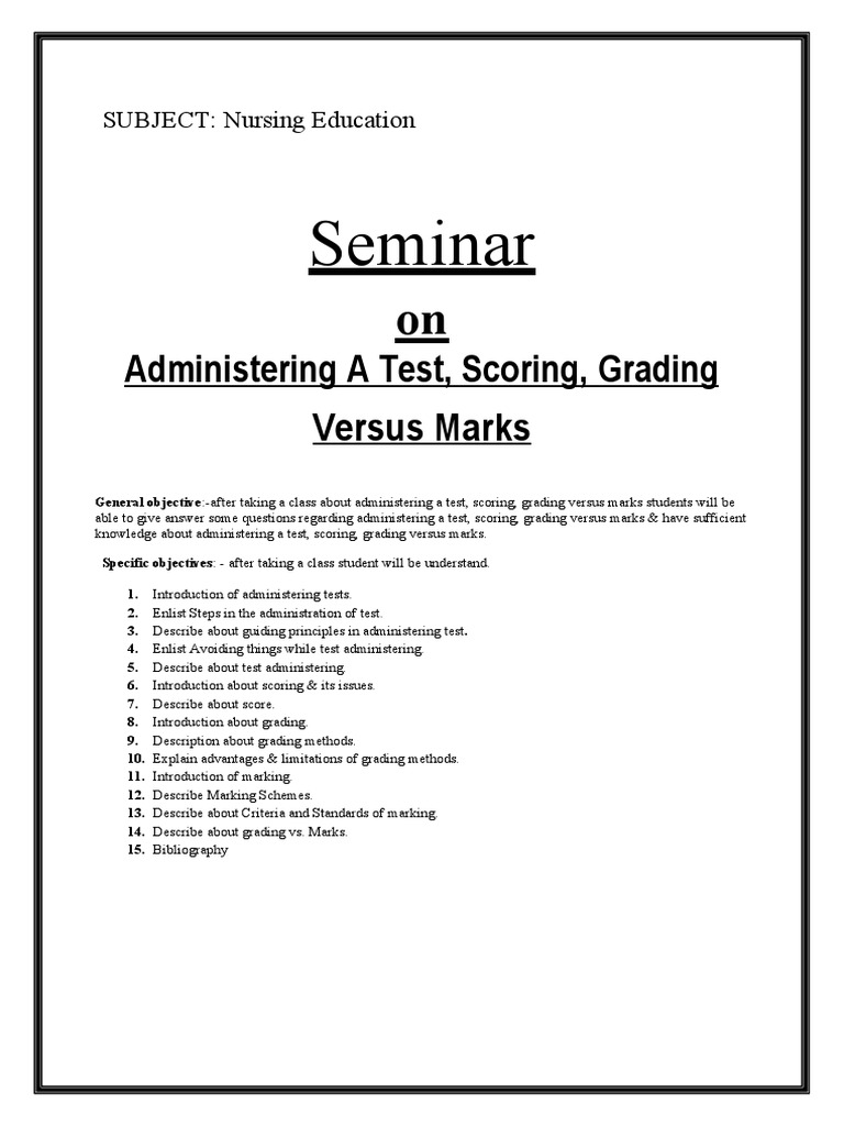 ADMINSTRATION OF TEST, GRADING-word | PDF | Test (Assessment ...