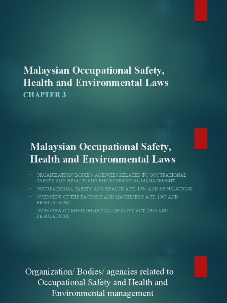 Malaysian Occupational Safety, Health and Environmental Laws PDF