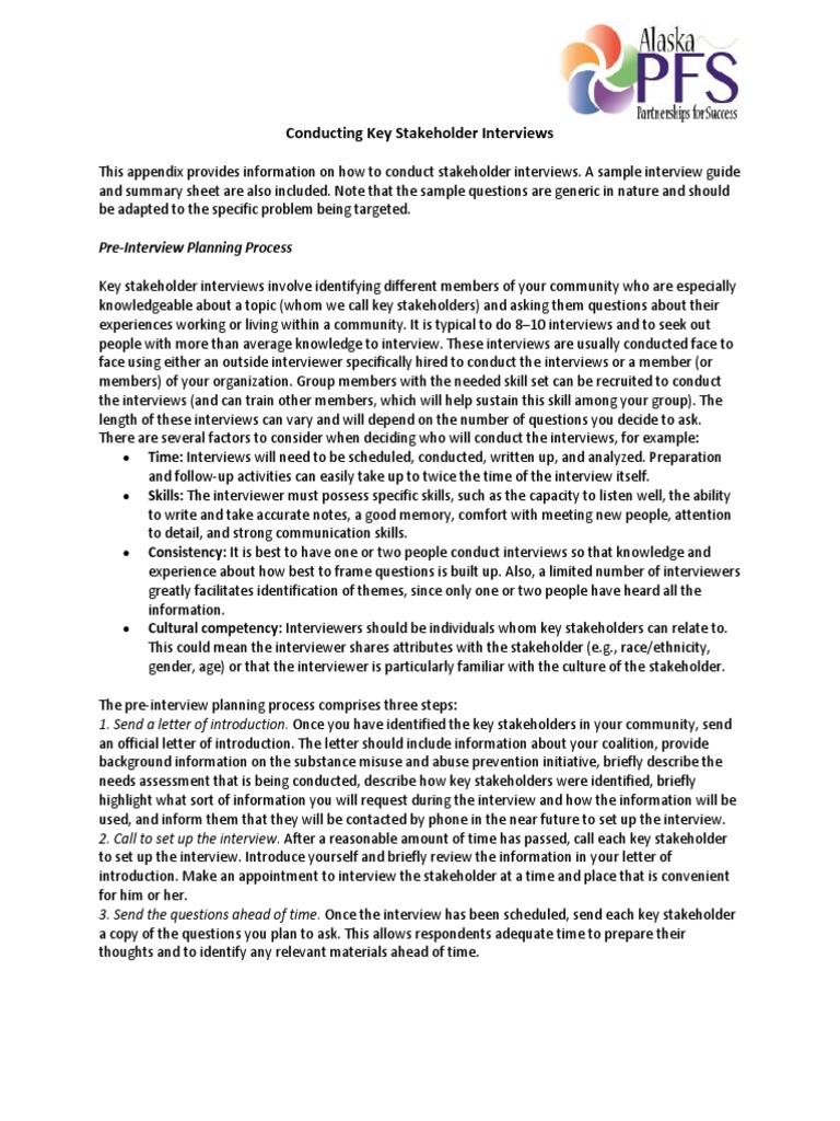 Stakeholder Interview Guide and Tips | PDF | Interview | Substance Abuse