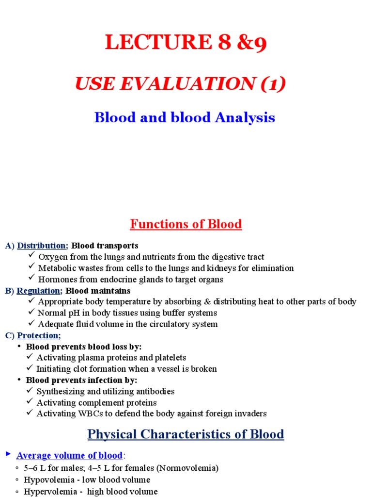 Functions and Composition of Blood | PDF | Granulocyte | White Blood Cell