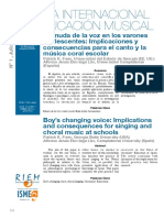 La Muda de La Voz en Los Varones Adolescentes Impl