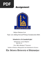 Assignment: The Islamia University of Bahawalpur