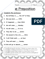 Time Preposition: Name Class Date