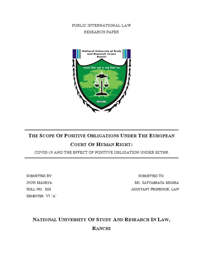 International Law Research Paper | PDF | European Convention On Human ...