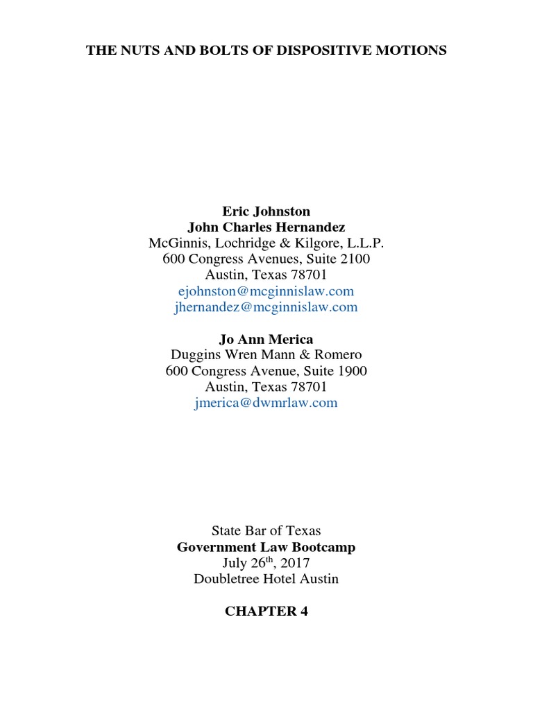 Disposed Motions Law PDF Federal Rules Of Civil Procedure Summary