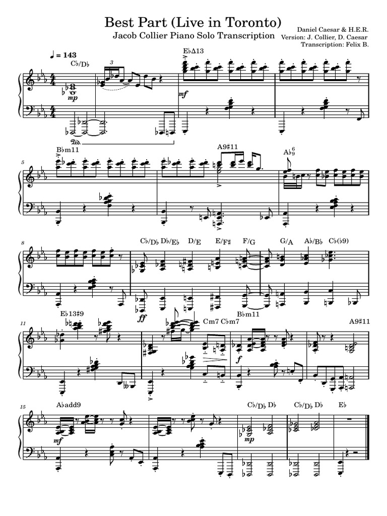 Daniel Caesar, Jacob Collier - Best Part | PDF | Pitch (Music)