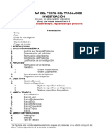 Esquema Del Perfil Del Trabajo de Investigacion