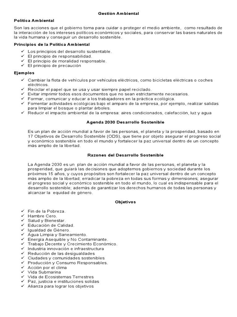 Política Ambiental y Desarrollo Sostenible | PDF | Desarrollo ...