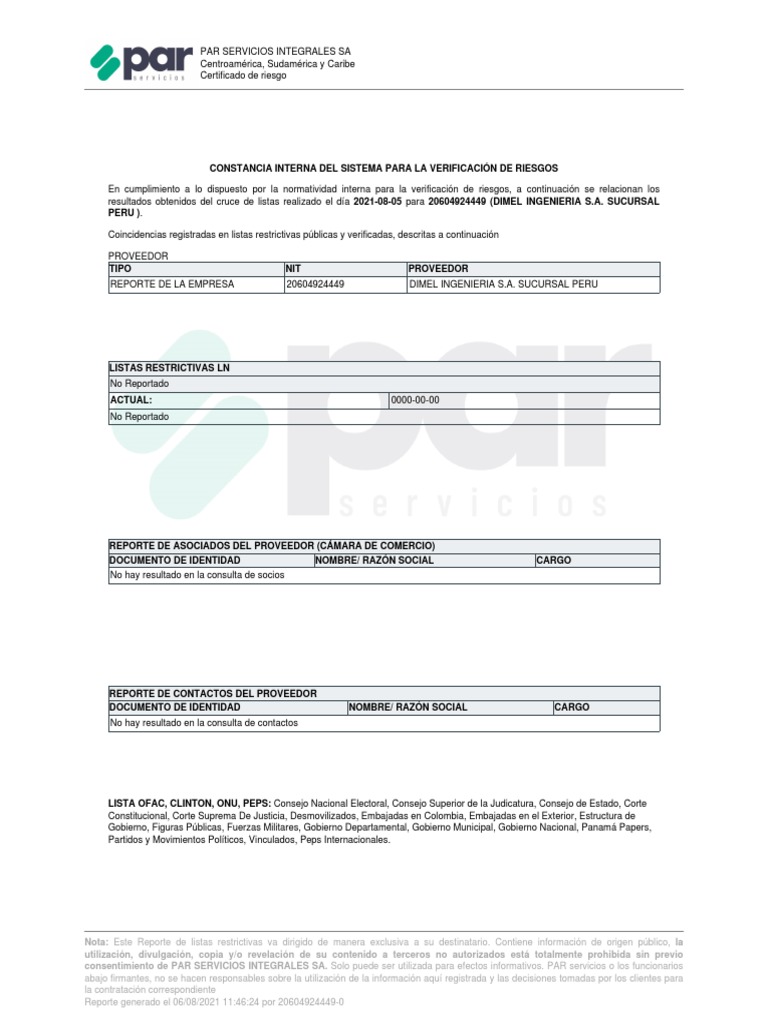 Reporte Riesgos | PDF