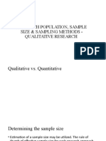 RESEARCH POPULATION, SAMPLE SIZE & SAMPLING METHODS - Qualitative Research
