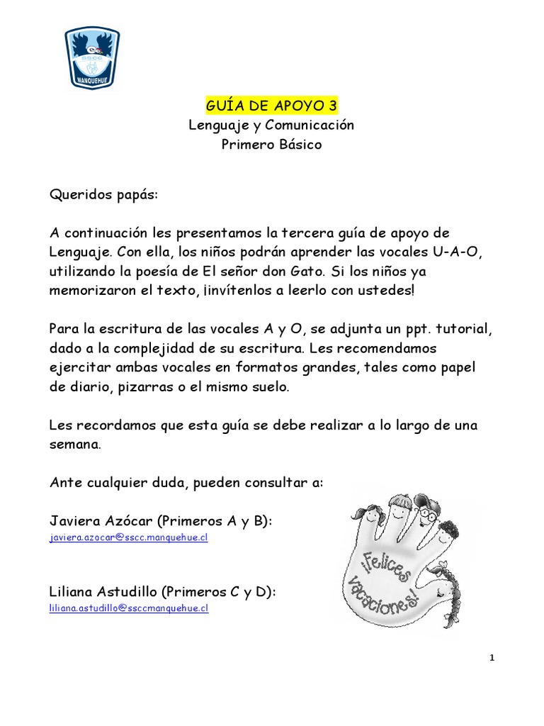 Material de Trabajo 3, Lenguaje 1ro Básico | PDF | Artes del Lenguaje y ...