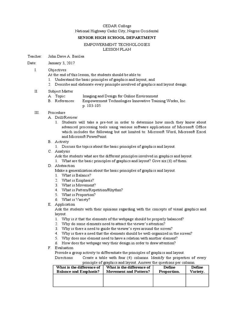 Emp Tech - Lesson Plan JANUARY | PDF | Infographics | Blog