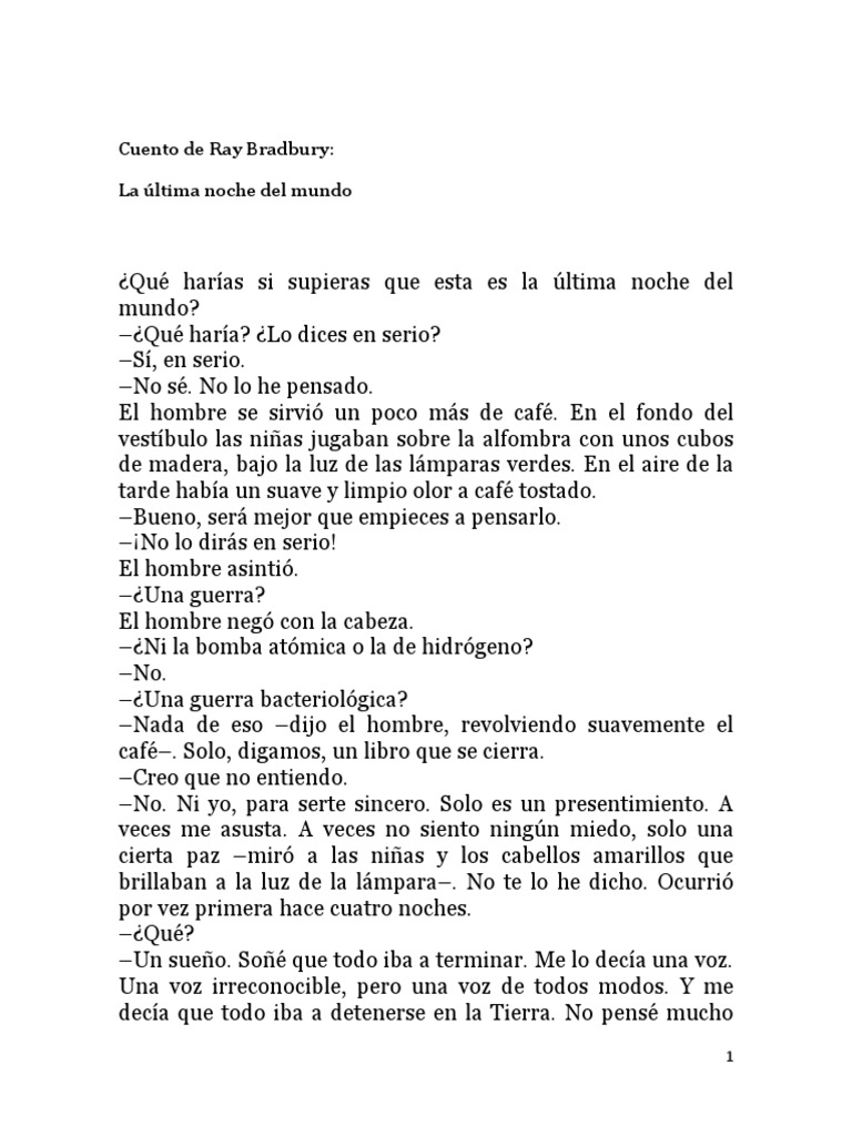La Última Noche del Mundo: Reflexión | PDF | Novela negra, policíaca y ...