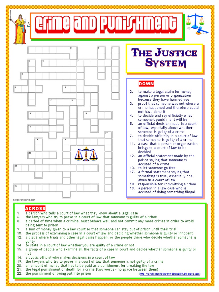 CrimeAndpunishment Crossword ST PDF Crimes Crime & Violence