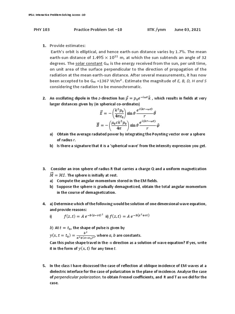 10 PP Ynm Phy103 2021 Ii | PDF | Reflection (Physics) | Force