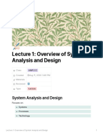 Lecture 1: Overview of System Analysis and Design