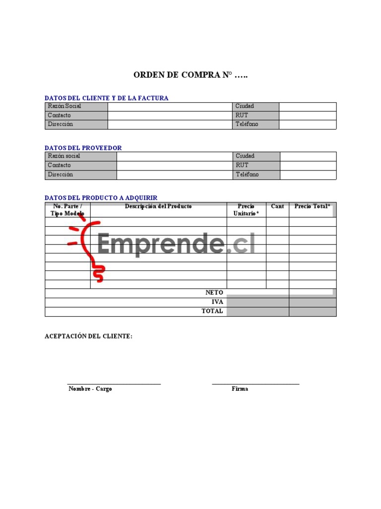 Formato Orden de Compra | PDF