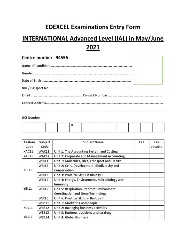 Ial Form Pdf Chemistry Physics
