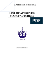 List of Approved Manufacturers: Biro Klasifikasi Indonesia