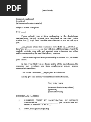 Sample Notice to Explain