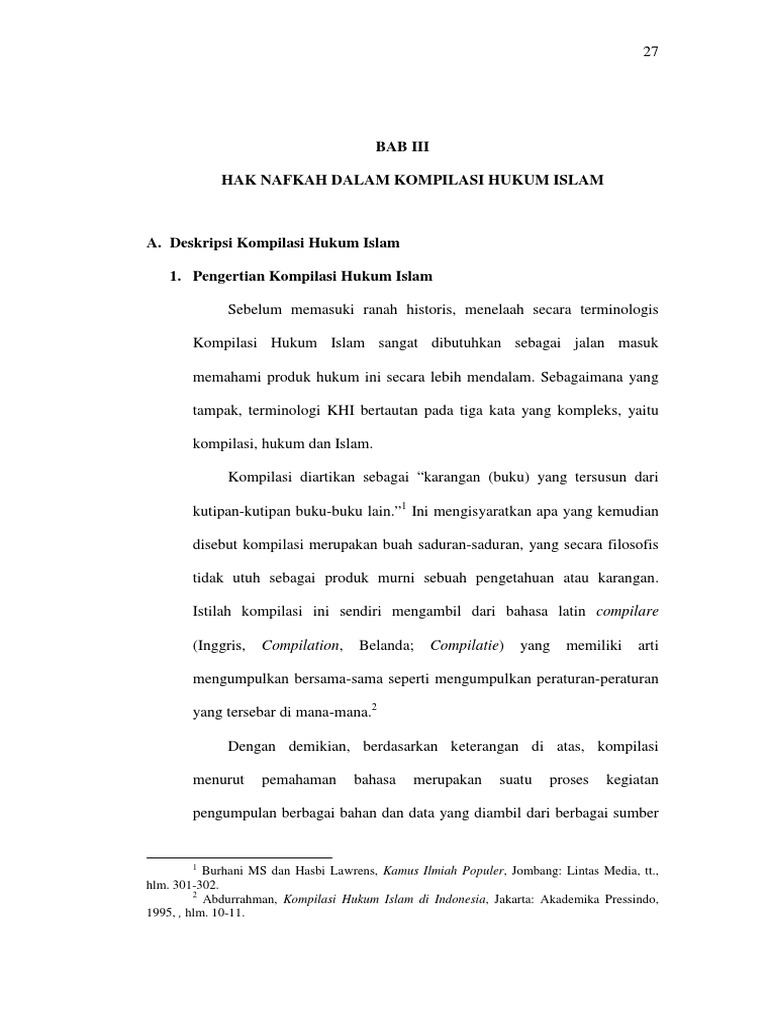 Bab Iii Hak Nafkah Dalam Kompilasi Hukum Islam Kom Pdf