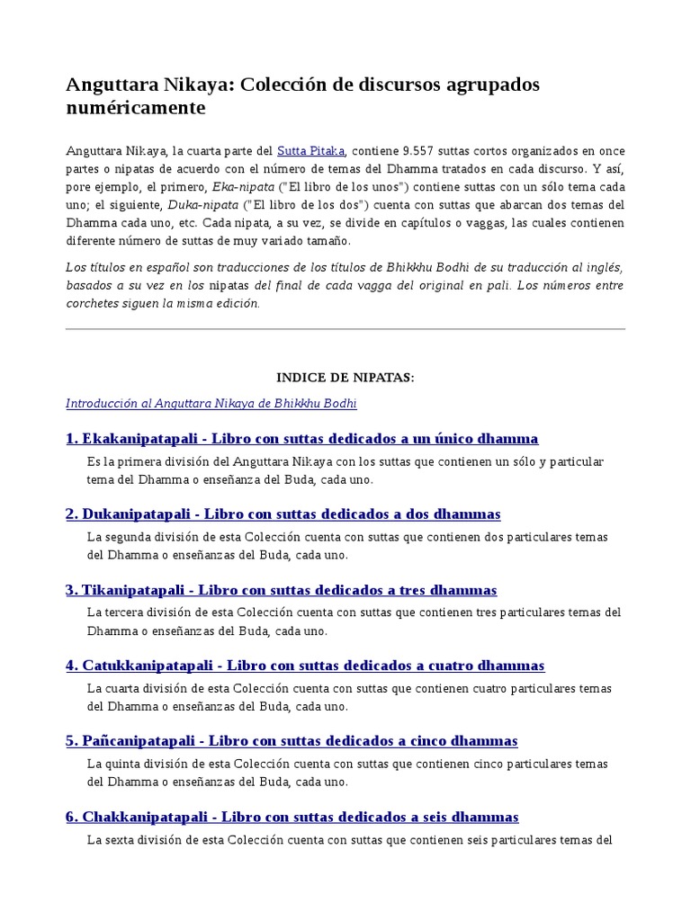 Anguttara Nikaya: Discursos Numéricos | PDF | Gautama Buddha | Textos ...