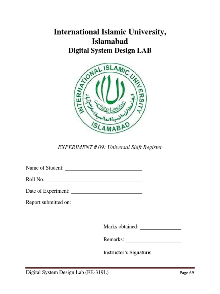 DSD Lab 9 - Universal Shift Register | PDF | Digital Technology ...