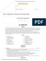 QC Inspector Resume Example Company Name - Mauston, Wisconsin