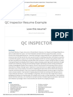 QC Inspector Resume Example Company Name - Pompano Beach, Florida