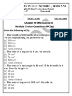 Little Hearts Public School, Bhiwani: Chapter-10 (Mensuration) Multiple Choice Questions (MCQS) Solve The Following Mcqs