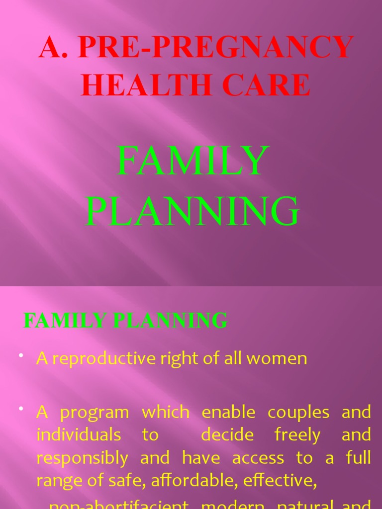 A. PrePregnancy Health Care Family Planning PDF Family Planning