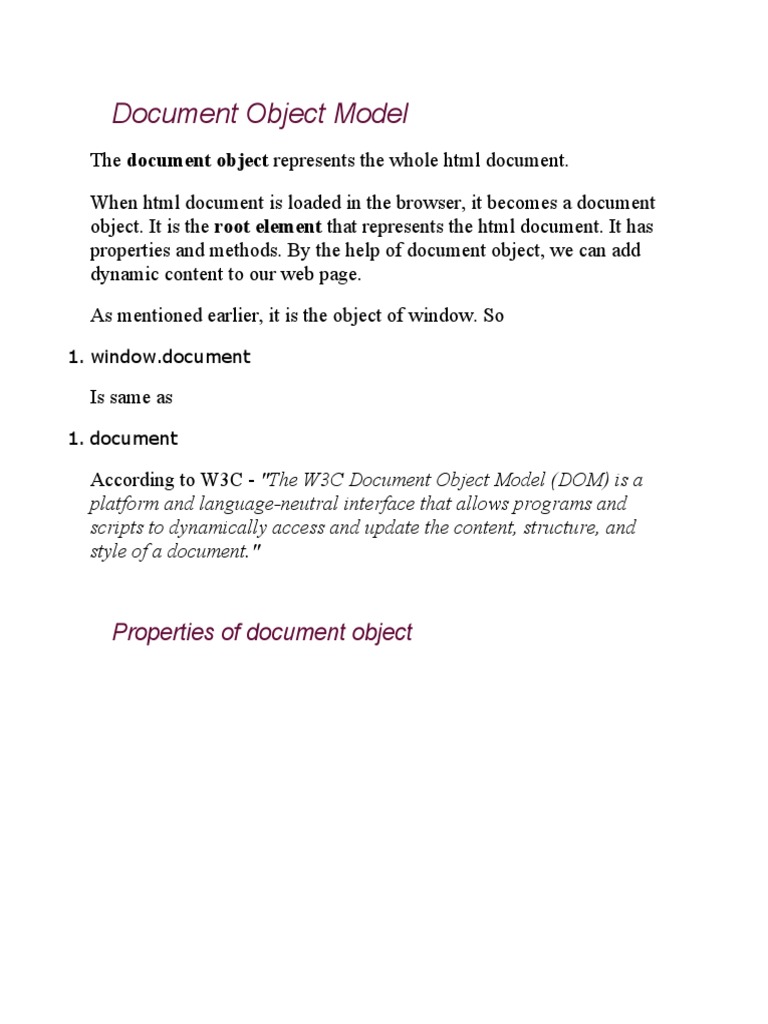 Document Object Model | PDF | Document Object Model | Html