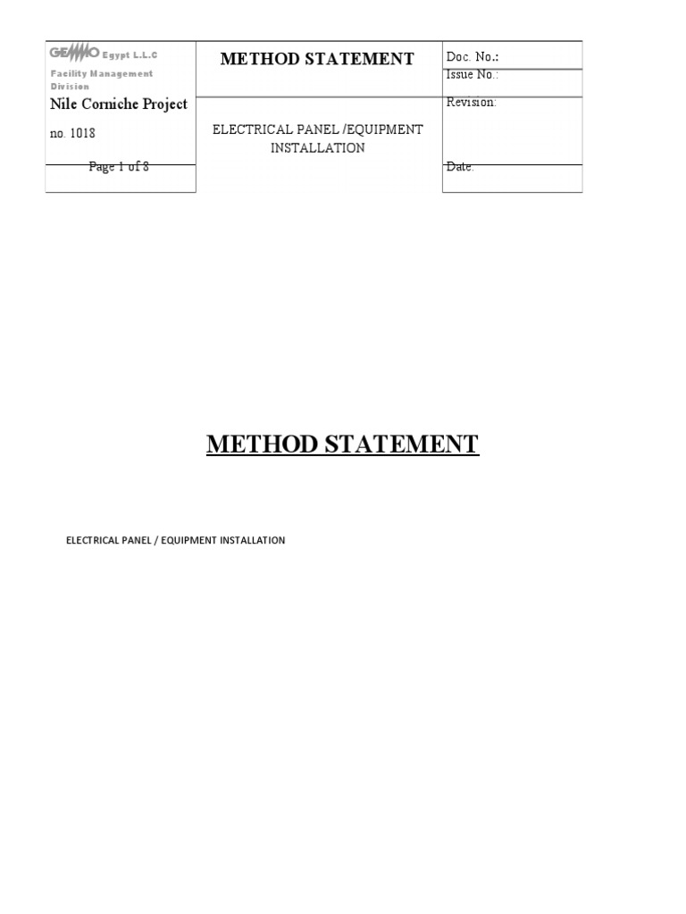 Method Statement For Panel Installation | PDF | Personal Protective ...