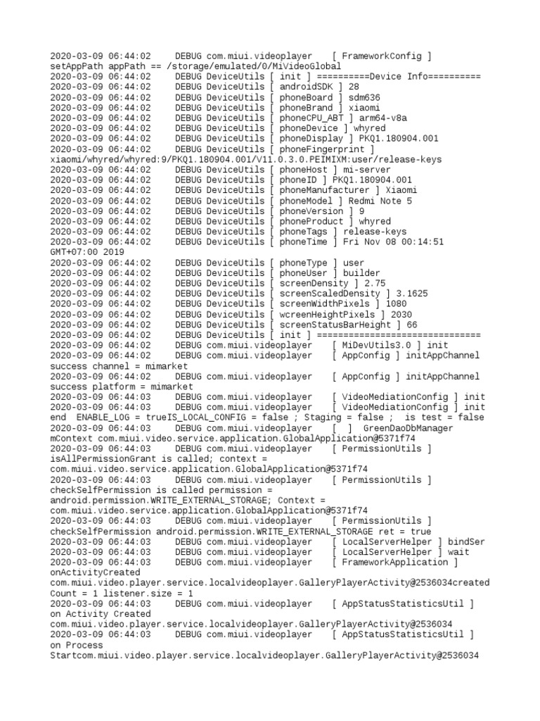 Xiaomi Redmi Note 5 Debug Log | PDF | Debugging | Computer Engineering