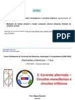 2. Corrente Alternada – Circuitos monofásicos e circuitos trifásicos (Powerpoint)