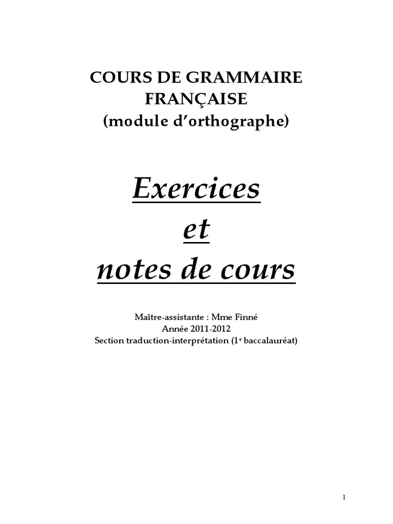 Grammaire Francaise PDF Orthographie Syllabe