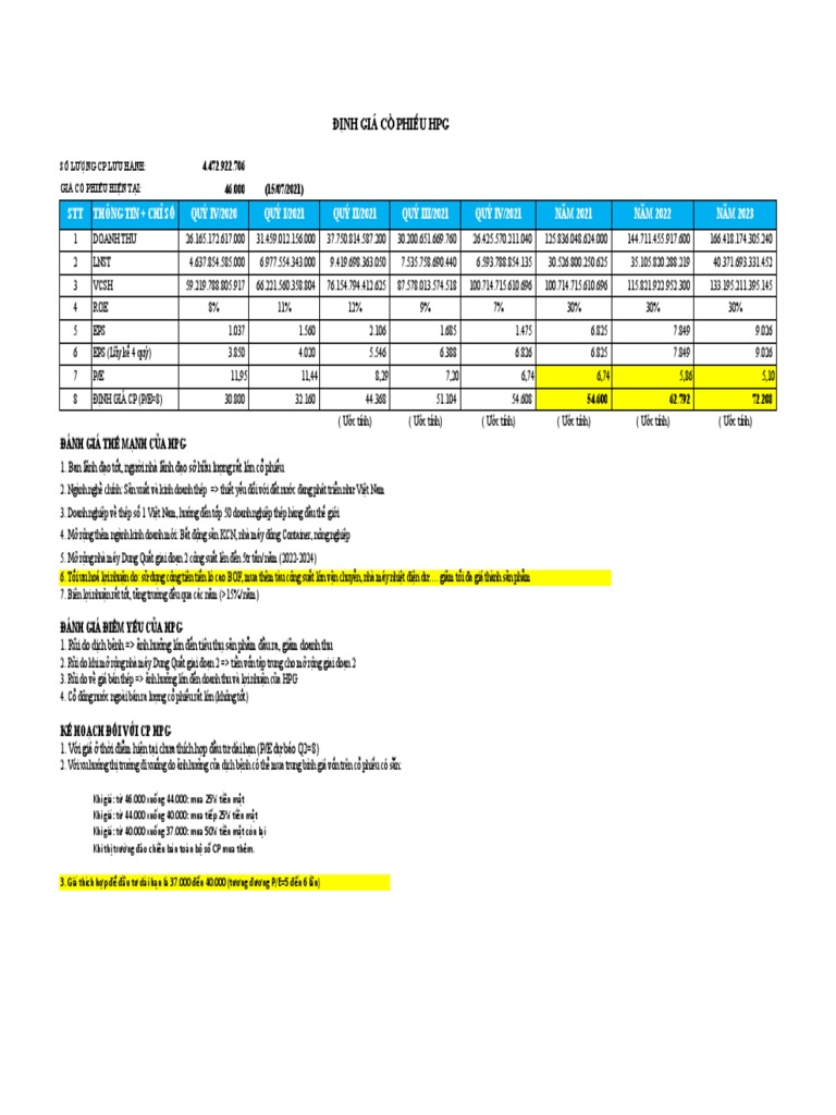 ĐỊNH GIÁ CỔ PHIẾU HPG | PDF