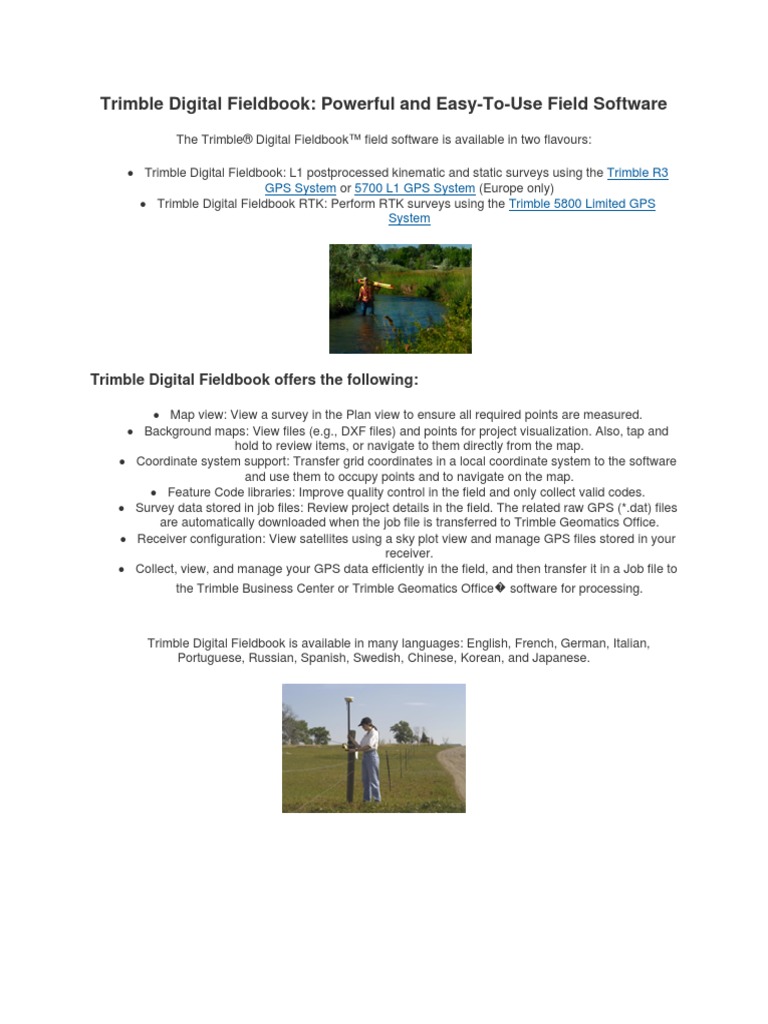 Trimble R3 Digital Fieldbook PDF