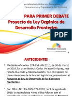 Primer Debate Del Proyecto de Ley de Desarrollo Fronterizo.