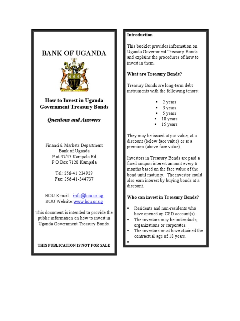 Bank of Uganda How To Invest in Uganda Government Treasury Bonds PDF